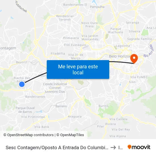 Sesc Contagem/Oposto A Entrada Do Columbia | Ponto Final Das Linhas 7150, 7160 E 7950 to Ibmec map