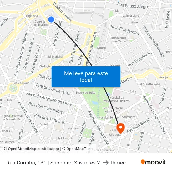 Rua Curitiba, 131 | Shopping Xavantes 2 to Ibmec map
