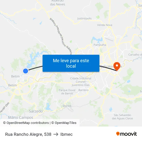 Rua Rancho Alegre, 538 to Ibmec map