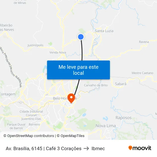 Av. Brasília, 6145 | Café 3 Corações to Ibmec map