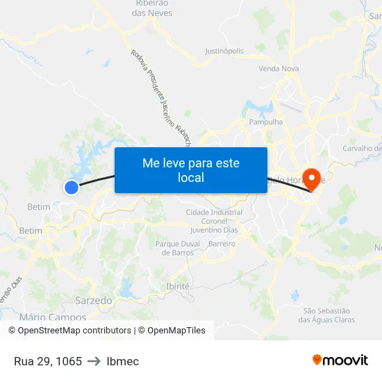 Rua 29, 1065 to Ibmec map
