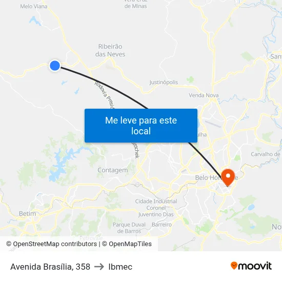 Avenida Brasília, 358 to Ibmec map