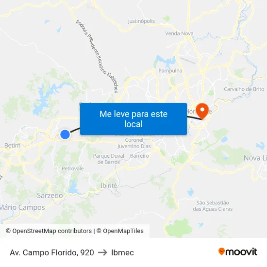 Av. Campo Florido, 920 to Ibmec map