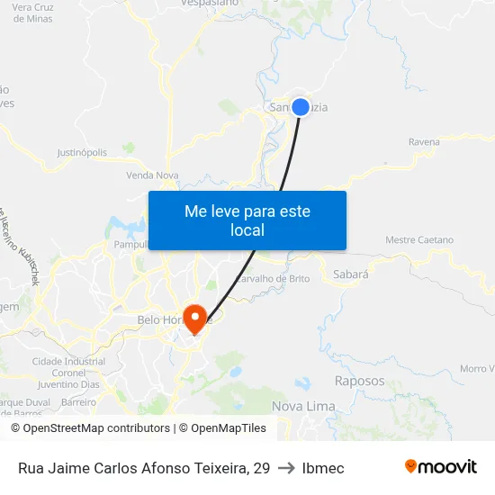 Rua Jaime Carlos Afonso Teixeira, 29 to Ibmec map