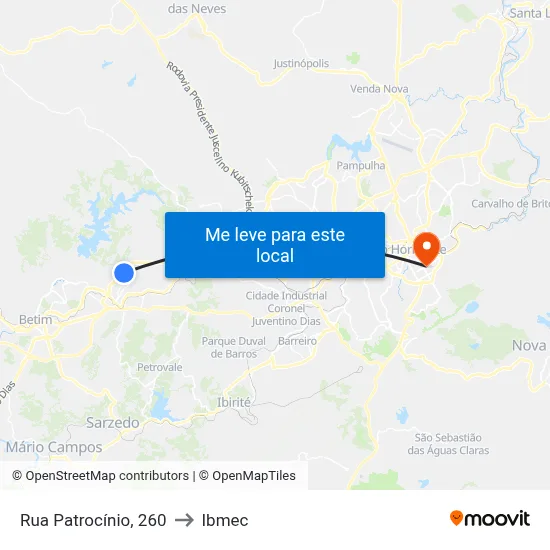 Rua Patrocínio, 260 to Ibmec map