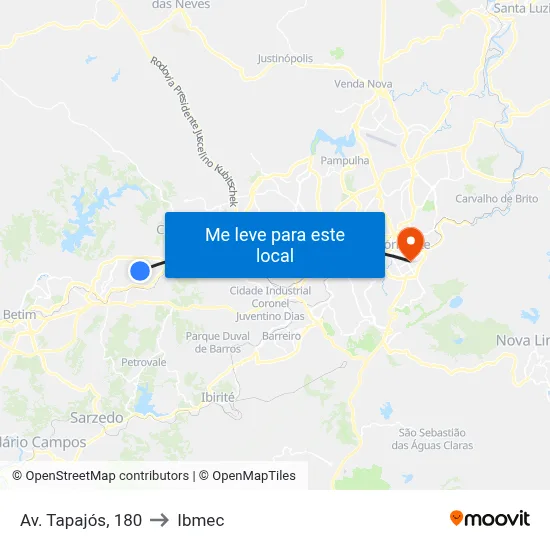 Av. Tapajós, 180 to Ibmec map