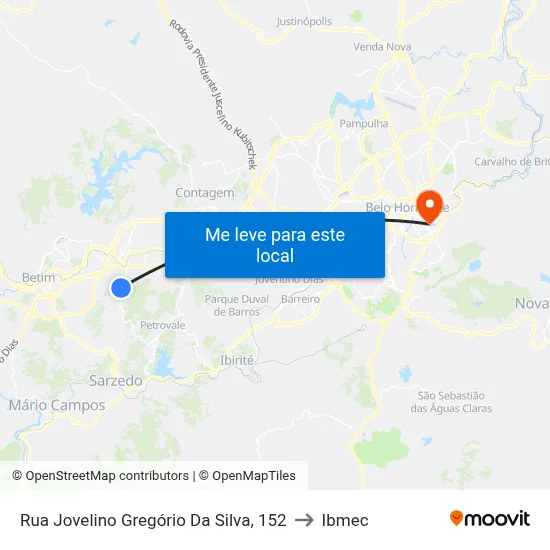 Rua Jovelino Gregório Da Silva, 152 to Ibmec map