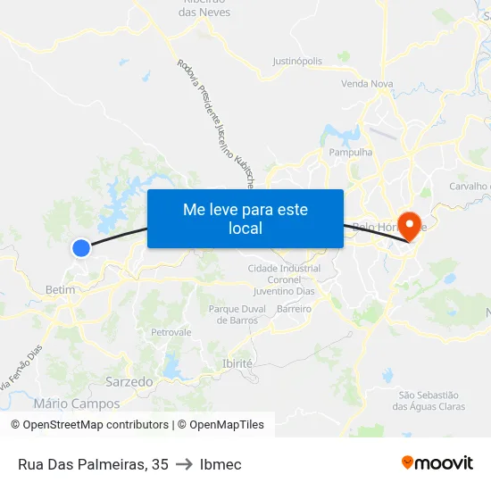 Rua Das Palmeiras, 35 to Ibmec map