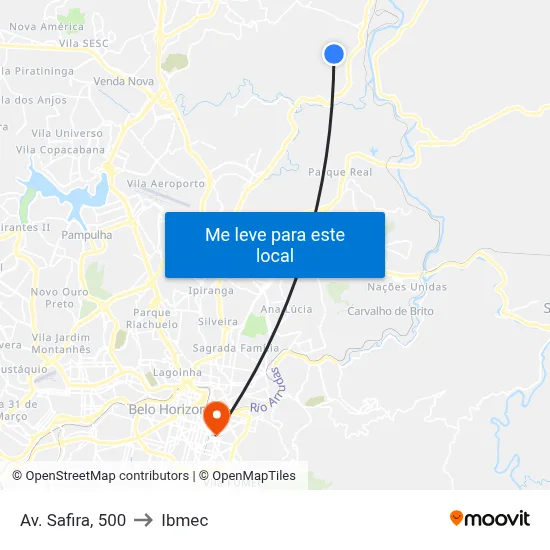 Av. Safira, 500 to Ibmec map