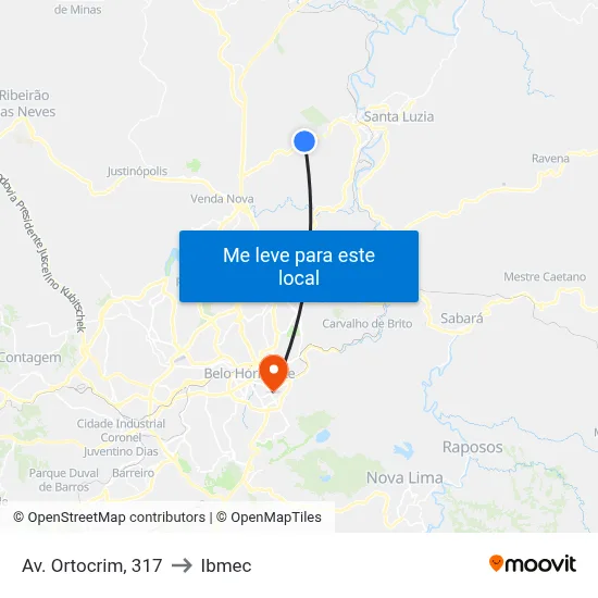 Av. Ortocrim, 317 to Ibmec map