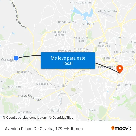 Avenida Dílson De Oliveira, 179 to Ibmec map