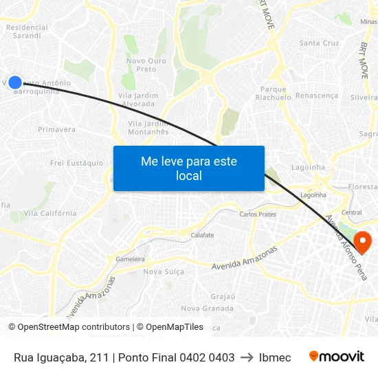 Rua Iguaçaba, 211 | Ponto Final 0402 0403 to Ibmec map