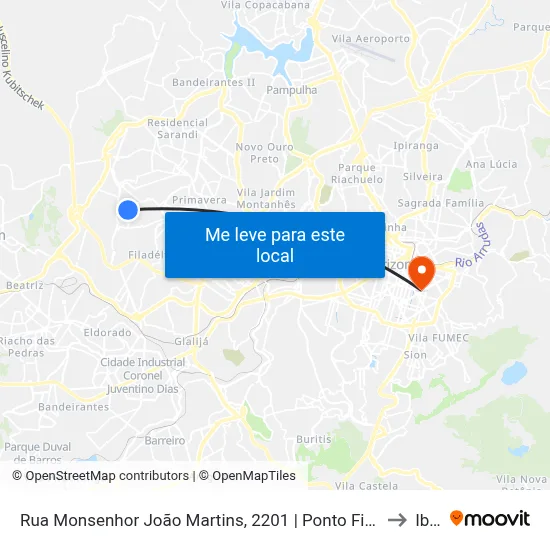 Rua Monsenhor João Martins, 2201 | Ponto Final Da Linha 2170 No Novo Progresso to Ibmec map