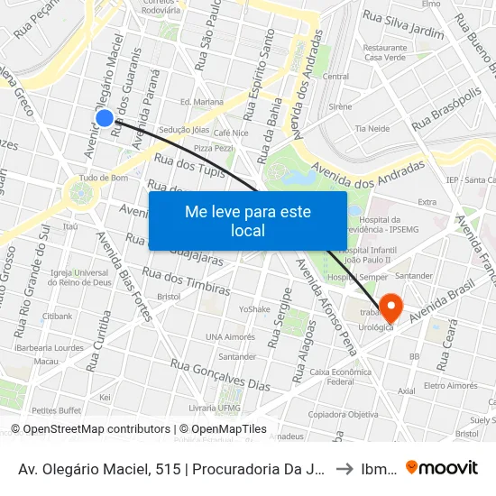 Av. Olegário Maciel, 515 | Procuradoria Da Justiça 3 to Ibmec map