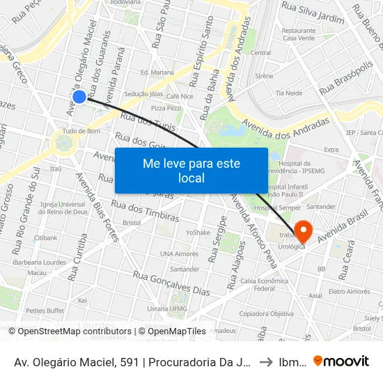 Av. Olegário Maciel, 591 | Procuradoria Da Justiça 1 to Ibmec map