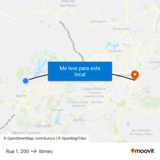 Rua 1, 200 to Ibmec map