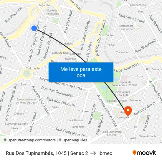 Rua Dos Tupinambás, 1045 | Senac 2 to Ibmec map