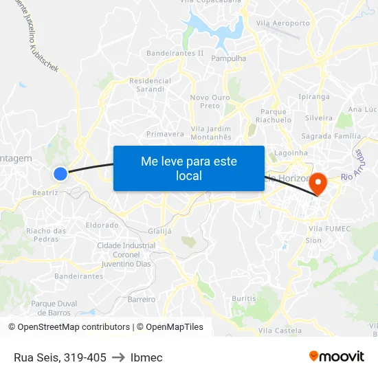 Rua Seis, 319-405 to Ibmec map