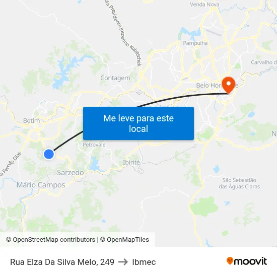 Rua Elza Da Silva Melo, 249 to Ibmec map