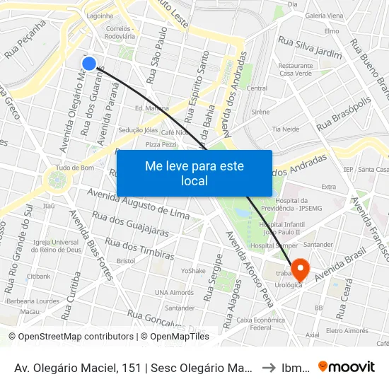 Av. Olegário Maciel, 151 | Sesc Olegário Maciel 2 to Ibmec map