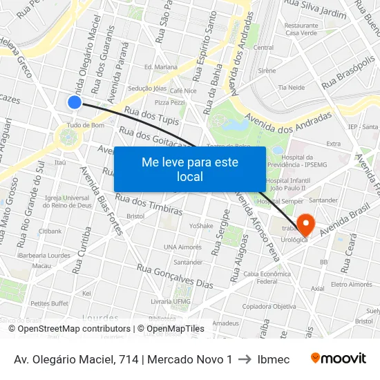 Av. Olegário Maciel, 714 | Mercado Novo 1 to Ibmec map