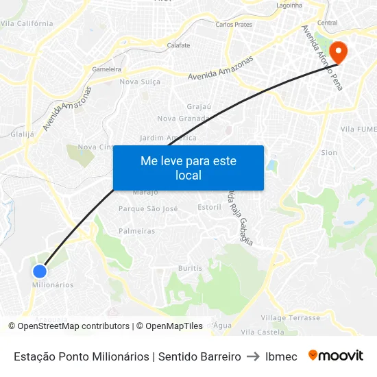 Estação Ponto Milionários | Sentido Barreiro to Ibmec map