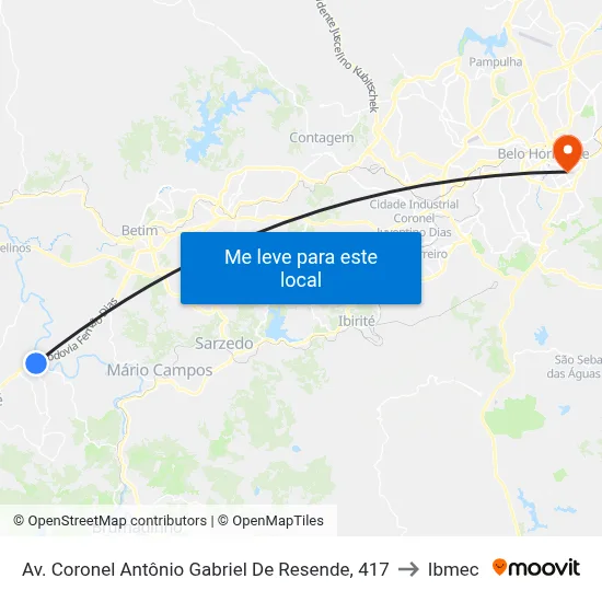 Av. Coronel Antônio Gabriel De Resende, 417 to Ibmec map