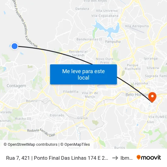 Rua 7, 421 | Ponto Final Das Linhas 174 E 2760 to Ibmec map