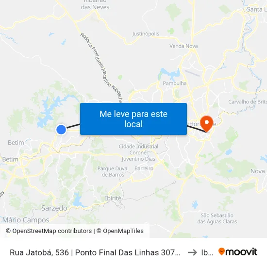 Rua Jatobá, 536 | Ponto Final Das Linhas 307a, 307b, 7670 E 7710 No Sapucaias to Ibmec map