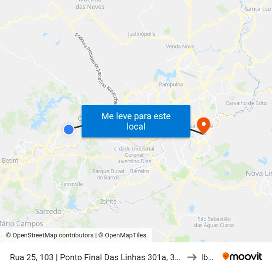 Rua 25, 103 | Ponto Final Das Linhas 301a, 305a, 305b E 7700 to Ibmec map
