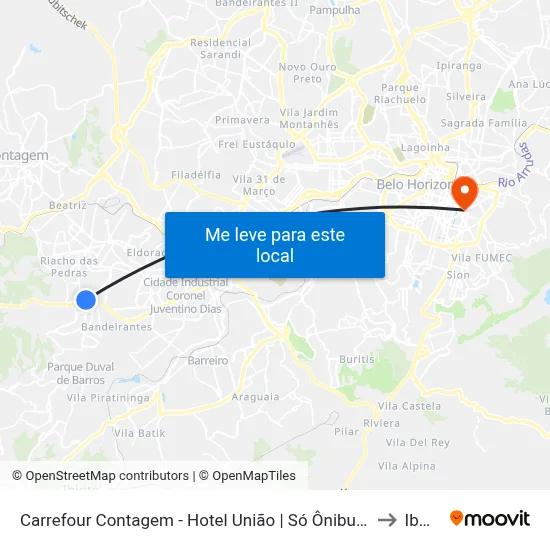 Carrefour Contagem - Hotel União | Só Ônibus Rodoviários to Ibmec map