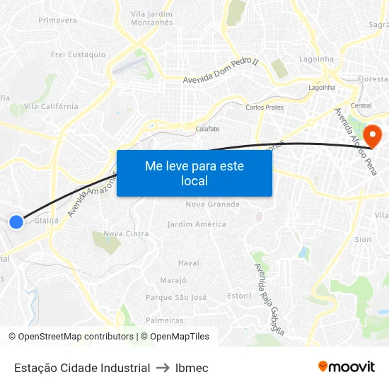 Estação Cidade Industrial to Ibmec map