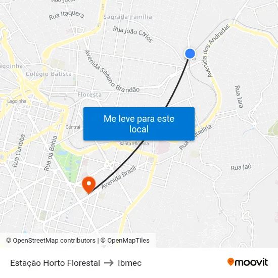 Estação Horto Florestal to Ibmec map