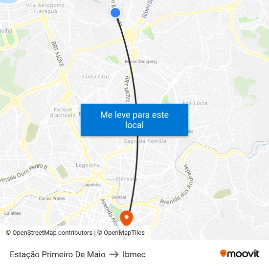 Estação Primeiro De Maio to Ibmec map