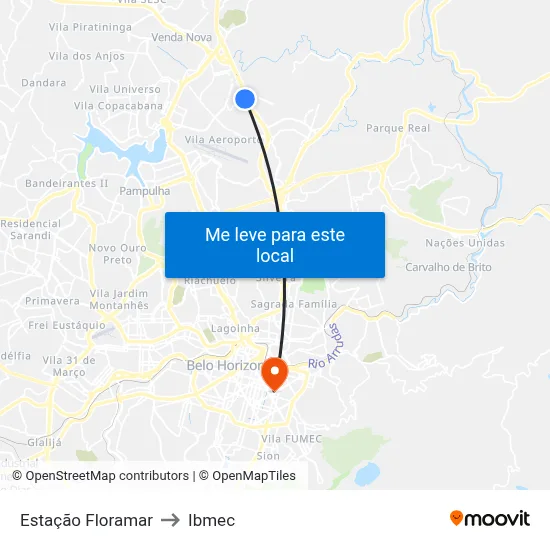 Estação Floramar to Ibmec map