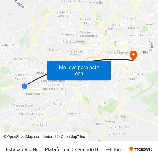 Estação Rio Nilo | Plataforma D - Sentido Bairro to Ibmec map