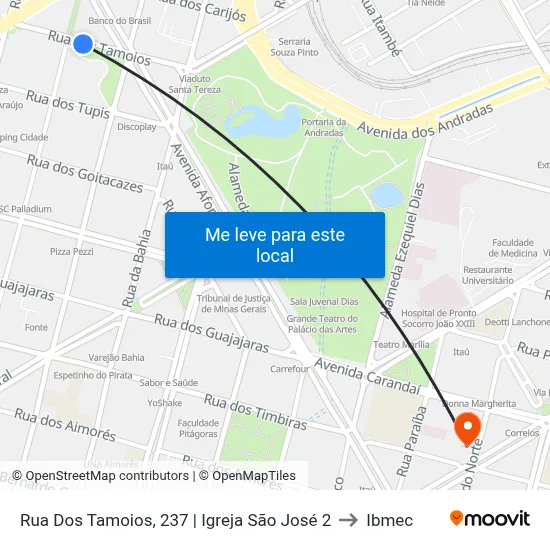 Rua Dos Tamoios, 237 | Igreja São José 2 to Ibmec map