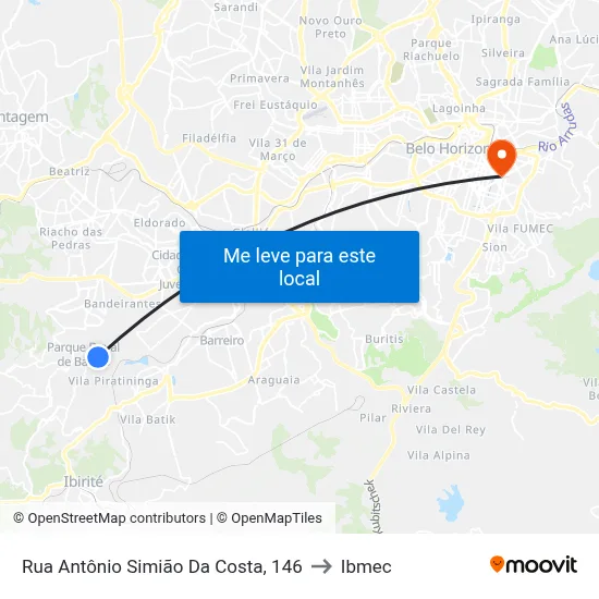 Rua Antônio Simião Da Costa, 146 to Ibmec map