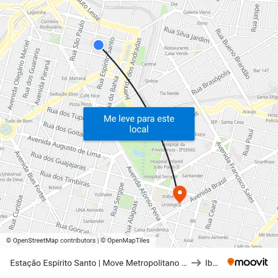 Estação Espírito Santo | Move Metropolitano - Plataforma 1b to Ibmec map