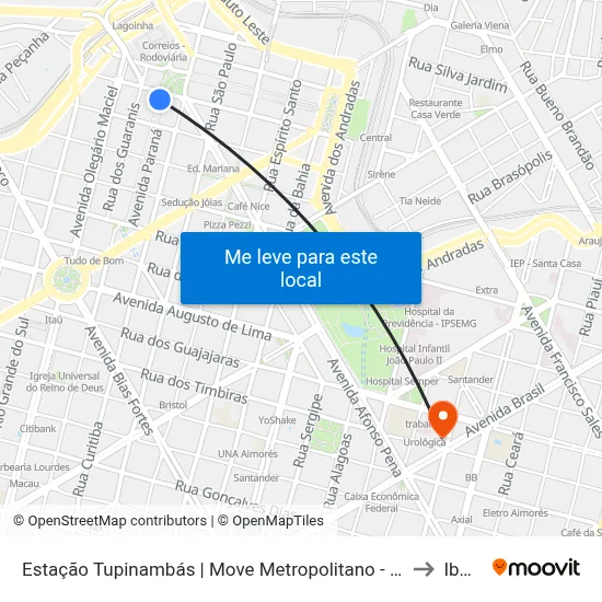 Estação Tupinambás | Move Metropolitano - Plataforma 1 A to Ibmec map