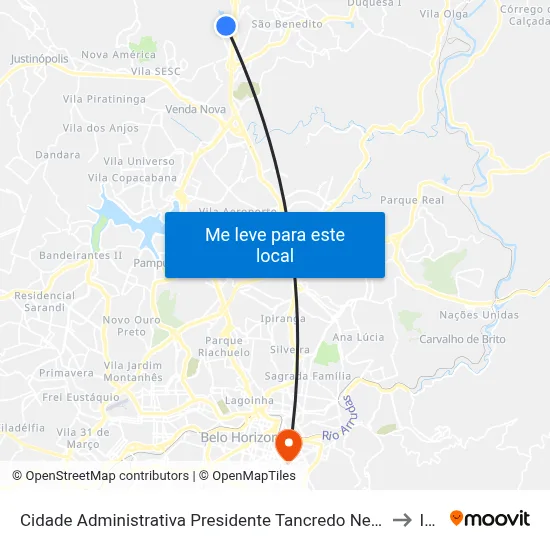 Cidade Administrativa Presidente Tancredo Neves | Palácio Tiradentes E Auditório J.K. - Pista Externa to Ibmec map