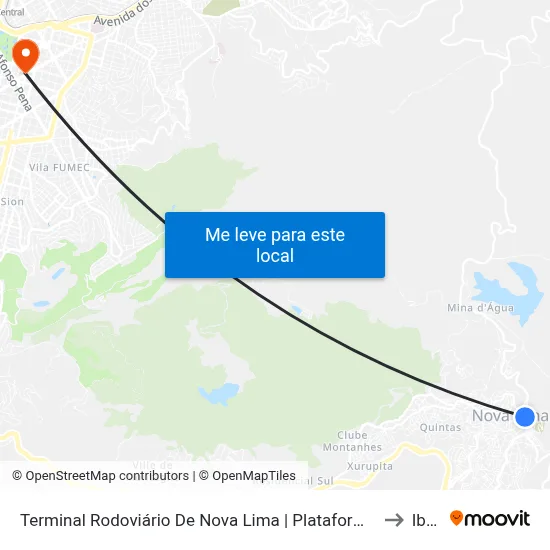 Terminal Rodoviário De Nova Lima | Plataforma A - Linhas Metropolitanas to Ibmec map