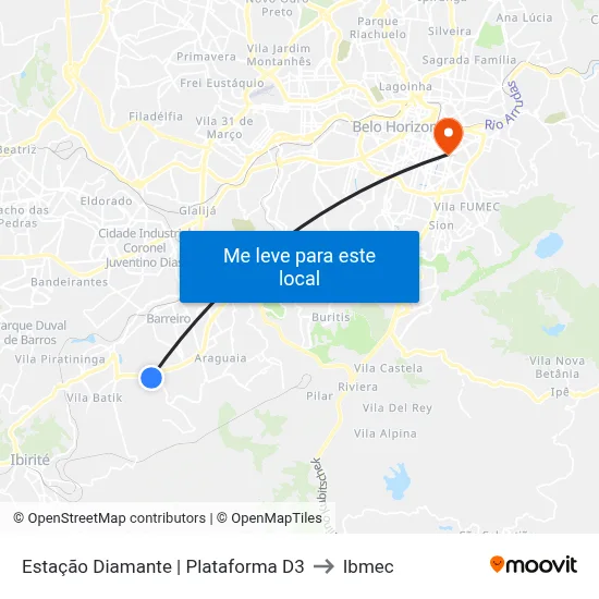 Estação Diamante | Plataforma D3 to Ibmec map