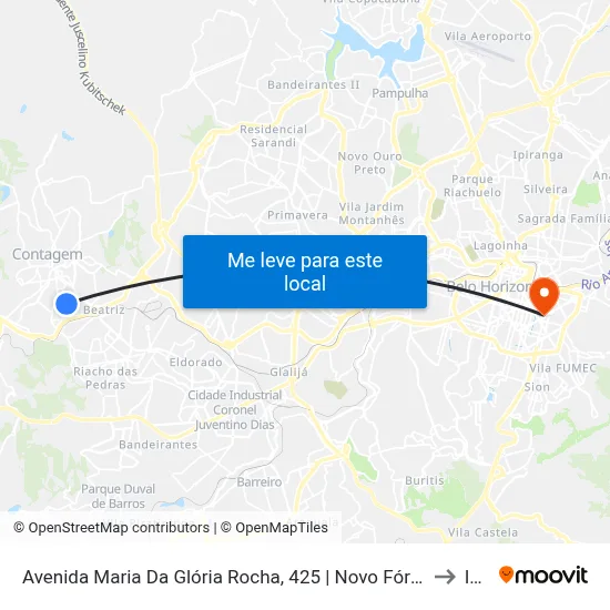 Avenida Maria Da Glória Rocha, 425 | Novo Fórum De Contagem Sentido Av. João César/Eldorado to Ibmec map