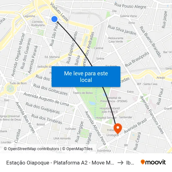 Estação Oiapoque - Plataforma A2 - Move Metropolitano to Ibmec map