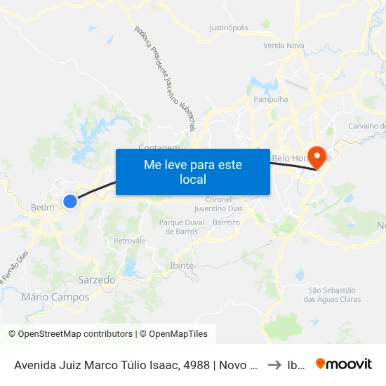 Avenida Juiz Marco Túlio Isaac, 4988 | Novo Hospital Unimed Betim to Ibmec map