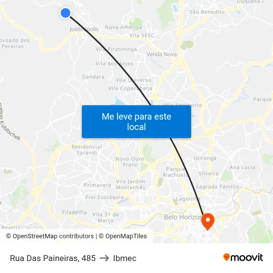 Rua Das Paineiras, 485 to Ibmec map
