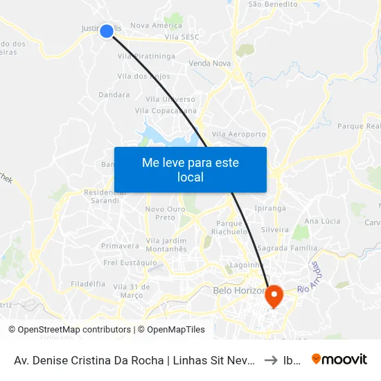 Av. Denise Cristina Da Rocha | Linhas Sit Neves - Sentido Lagoinha to Ibmec map