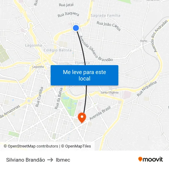 Silviano Brandão to Ibmec map
