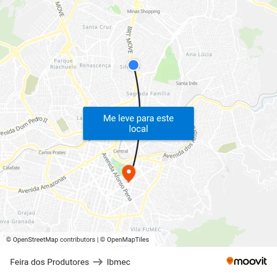 Feira dos Produtores to Ibmec map